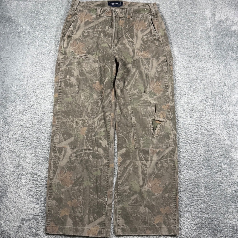 Abercrombie & Fitch Carpenter Pants Mens 30x30 Camo Baggy Distressed Double Knee
